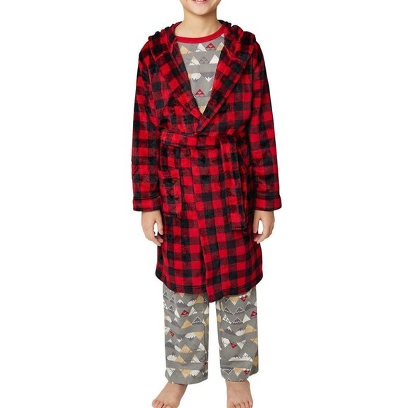 NWT Eddie Bauer  Red and Grey 3-piece Pajamas Set + Robe for boys, size XS(5/6) - Picture 1 of 6